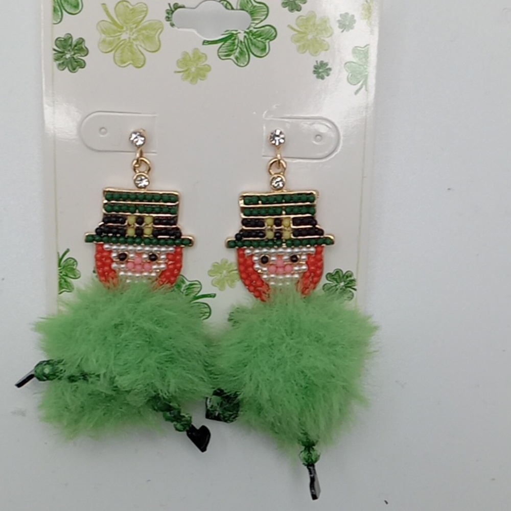 Beaded Dancing Leprechaun Earrings